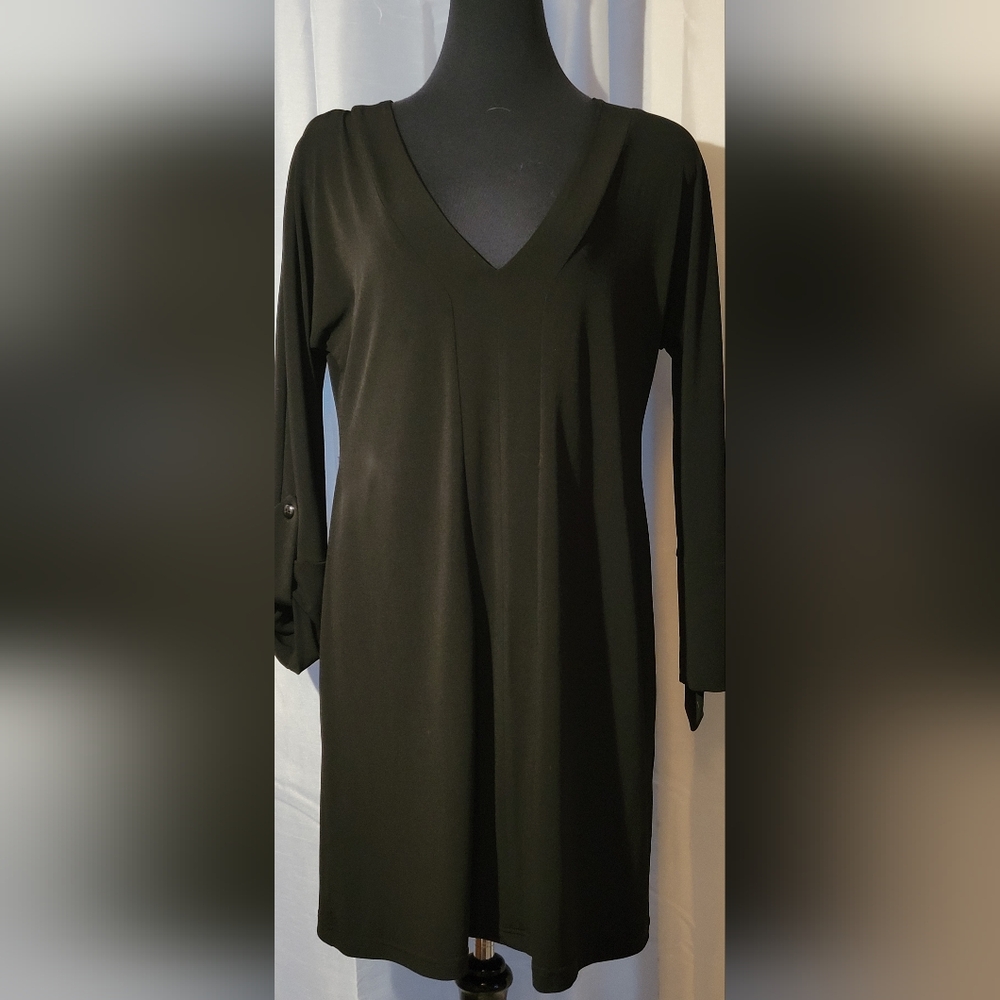DOTTY stretchy long sieve black casual dress